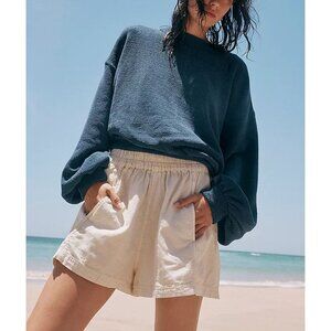 FREE PEOPLE Get Free Poplin Pull On Shorts / Nilla Cream